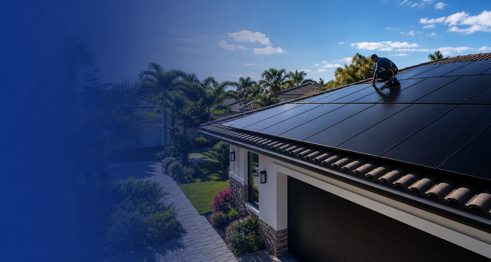 Solar panels installed on a South Florida home roof