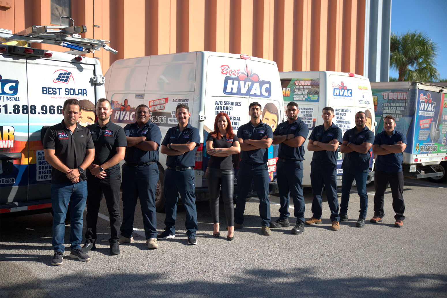 HVAC installation team working together on a residential service project